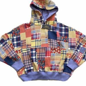 Brand new! Women’s Ralph Lauren polo multicolor patchwork hoodie